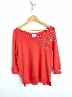 Leo & Ugo Paris - Coral Embellished Knit Top - Pearl Floral Coquette M